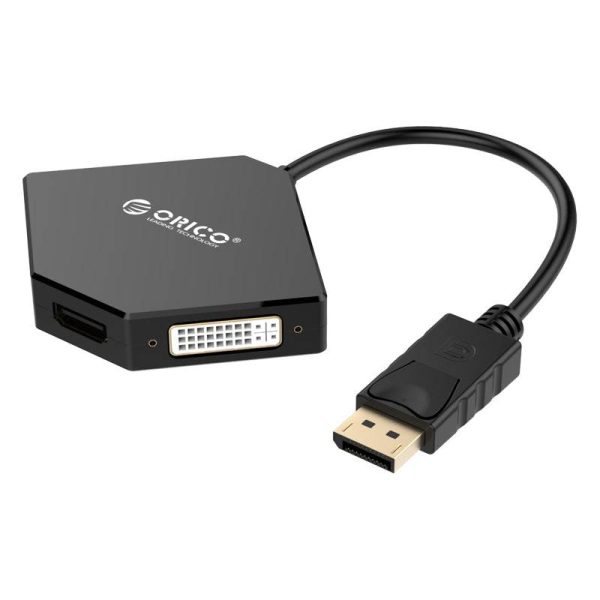 ORICO DPT-HDV3-BK Multifunction Display Converter - DisplayPort to HDMI+DVI+VGA Adapter Fashion