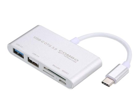 T-693 USB Type-C to 5 in 1 Camera Card Reader - USB 2.0   USB 3.0   Micro USB   Silver Online Hot Sale