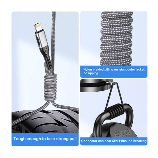 USB A to Lightning Charging Cable - Lightning   Silver   Pack of 3 - Cable For Sale