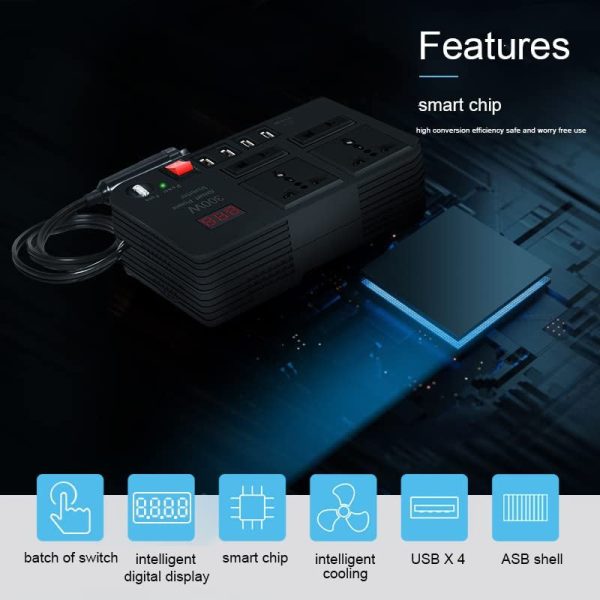 Car Power Inverter - 300W   USB   Black on Sale