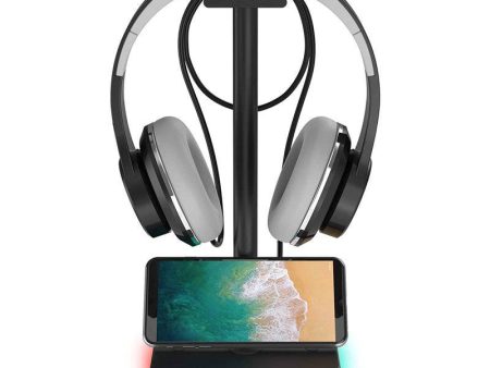 Headphone Stand with USB Hub - USB   Black Online