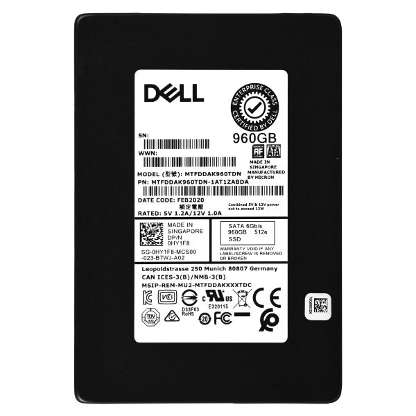 Dell 0HY1F8 960GB Mixed Use TLC SATA 6G 2.5  SSD MTFDDAK960TDN HY1F8 For Cheap